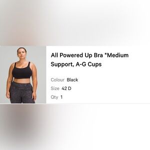 Lululemon Athletica All Powered Up Sports Bra NWT Size 42D